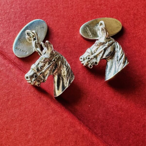 Silver Horse Head Cufflinks - Image 2