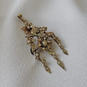 9ct Yellow Gold Pearl Chandelier Pendant