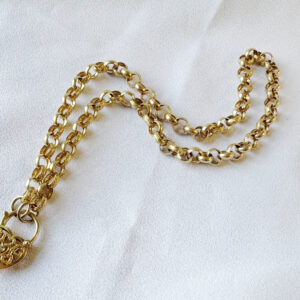 9k Yellow Gold Engraved Belcher Chain with Padlock