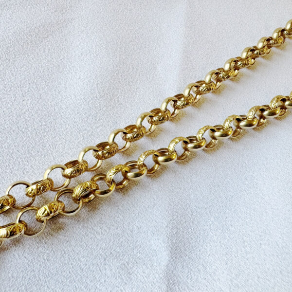 9k Yellow Gold Engraved Belcher Chain with Padlock - Image 4